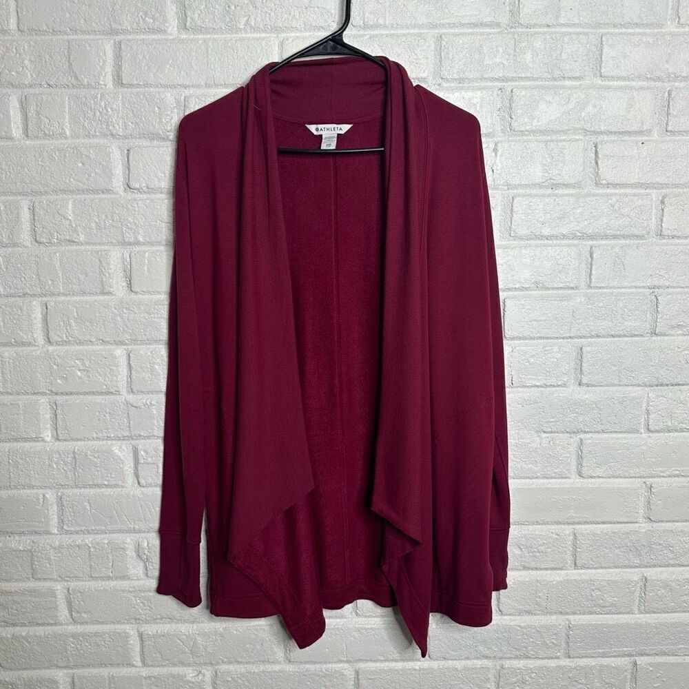 Athleta Pranayama Restore Wrap Cardigan Coffeeberry Red Sweater size XXS